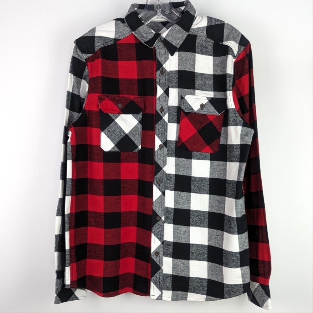 Revamped Hand Made Mixed Plaid Button Down Shirt